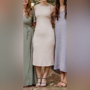 Old Navy Ribbed Tan Midi Dress